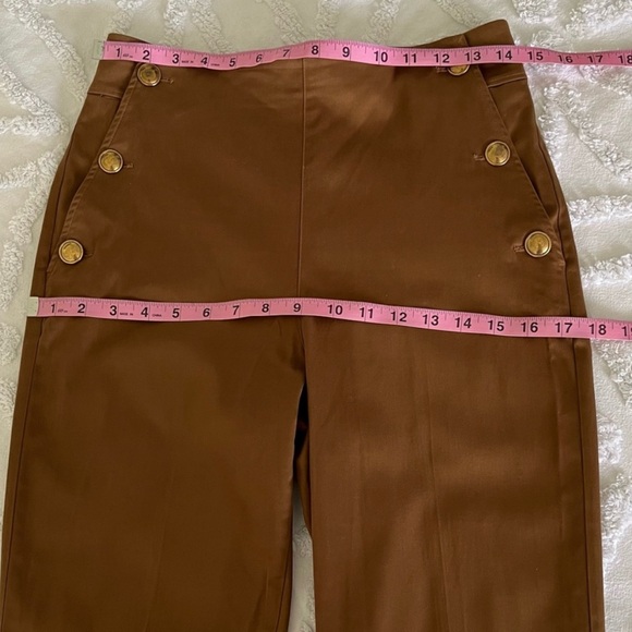 Massimo Dutti Brown Slim Fit High-Waisted
Trousers with side buttons - Picture 7 of 10